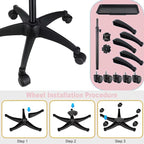 Salon Rolling Tray, Height Adjustable Tattoo Tray Rolling Cart, Storage Utility Trolley for Spa, Beauty Salon Service, Hairdresser Cart with Wheels, Black (Pink)