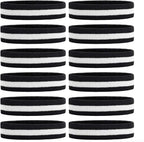 ONUPGO Sweatband Headbands for Men & Women -12PCS Sports Headbands Moisture Wicking Athletic Cotton Terry Cloth Headband for Tennis,Basketball,Football,Gym,Working Out