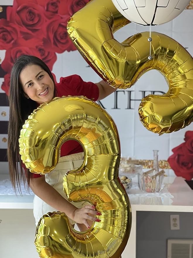 Number Balloon Gold Number 3 for 3rd 33 Birthday Party Decorations, 40 Inch | - Image 3