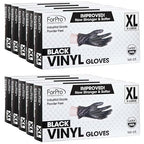 ForPro Professional Collection Disposable Vinyl Gloves, Black, Industrial Grade, Powder-Free, Latex-Free, Non-Sterile, Food Safe, 2.75 Mil. Palm, 3.9 Mil. Fingers, X-Large, 100-Count (Pack of 10)
