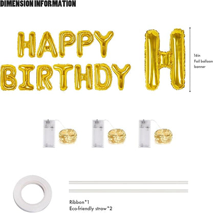 CANREVEL Happy Birthday Banner Decorations + Sign Balloons, - Image 2