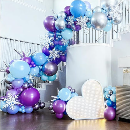 Bezente Frozen Balloons Set 60pcs 12 inch | Blue Purple and Metallic Silver - Image 3