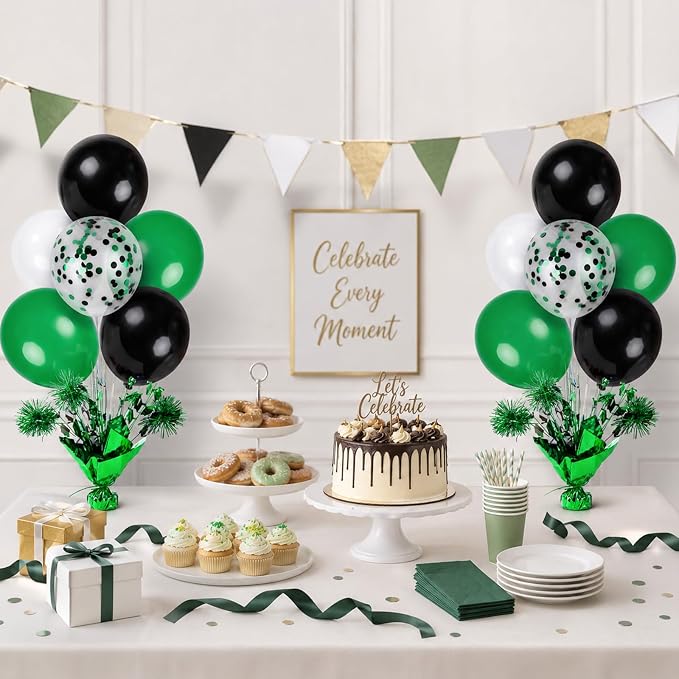 4 Set Green Black Balloon Centerpieces - Image 7