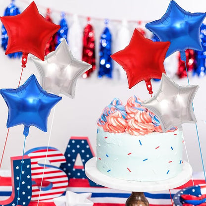 18 Pack 18 Inch Red White Blue Star Balloons, Metallic Foil Star-Shaped Helium - Image 4