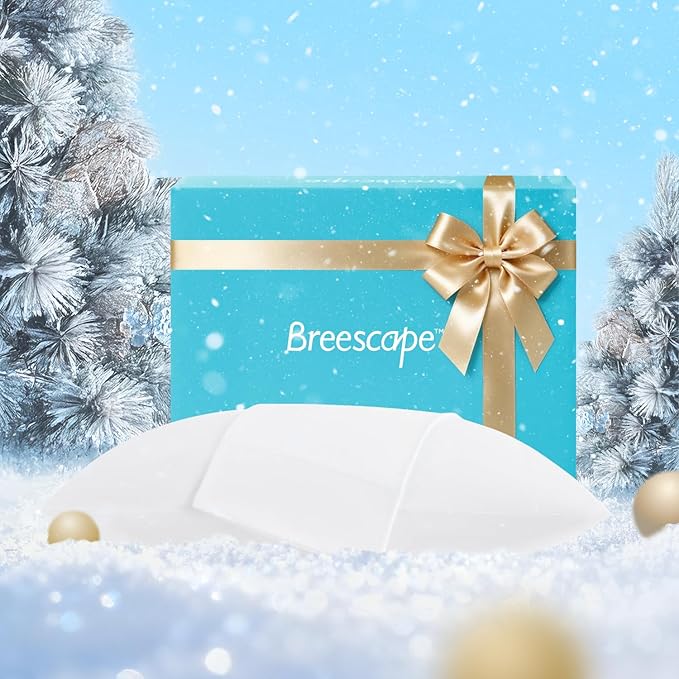 Breescape Cooling Pillow Cases Standard/Queen Size - BlendTek™ Dry & Cool Technology for Hot Sleepers and Night Sweats, 2 Pack Soft & Smooth Pillowcases for Hair & Skin Care, 20" x 30", Snow White