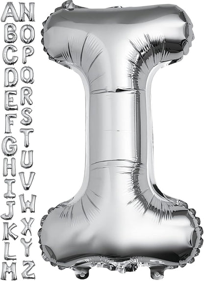 40 inch Silver Letter I Balloon, Big Size Alphabet Foil Mylar Helium Balloons by VHUWE