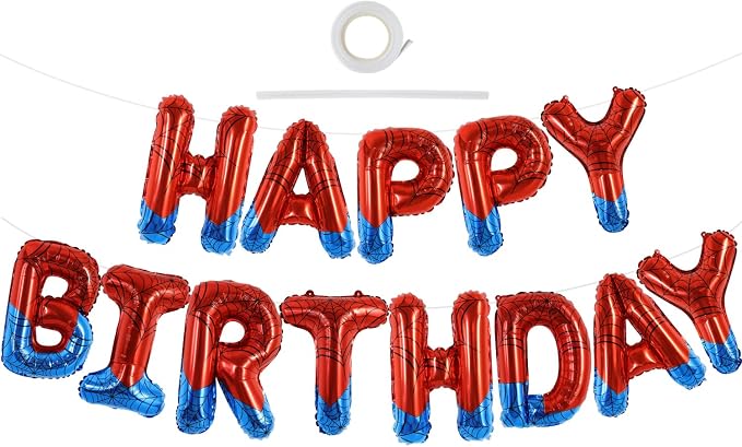 Vuzvuv Spider Theme Happy Birthday Balloon, Photography Background by Vuzvuv