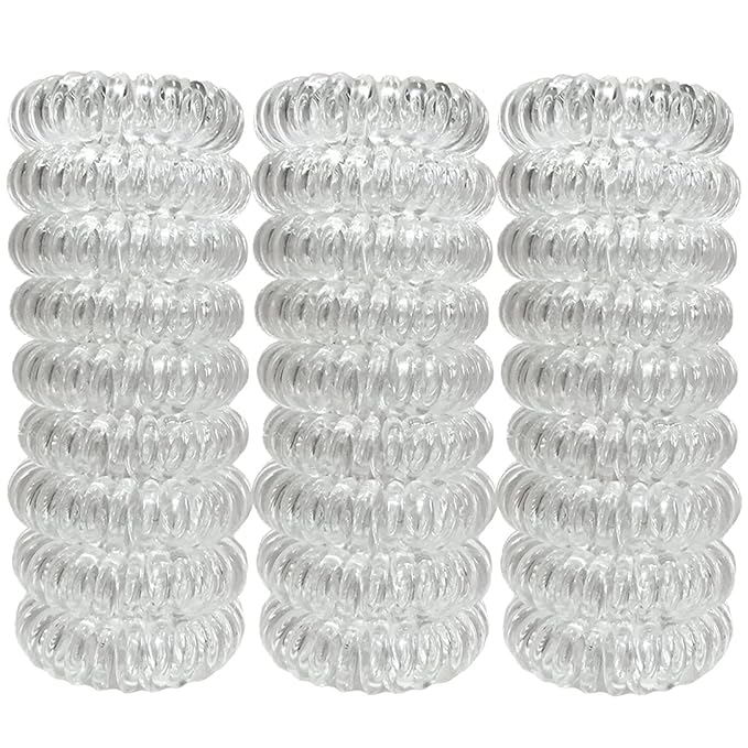 27 Pieces Spiral Coil Hair Ties: Waterproof Elastic Traceless Ponytail Holders, Colorless 1.58inch (4cm) No Crease Hair Bands