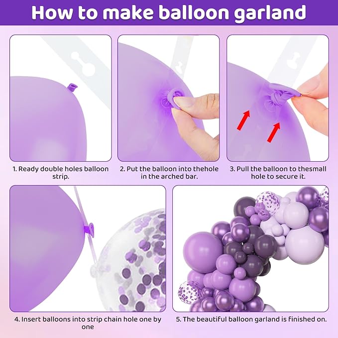 Amandir 153pcs Purple Balloon Garland Arch Kit Different Sizes | 18 12 10 5 - Image 3