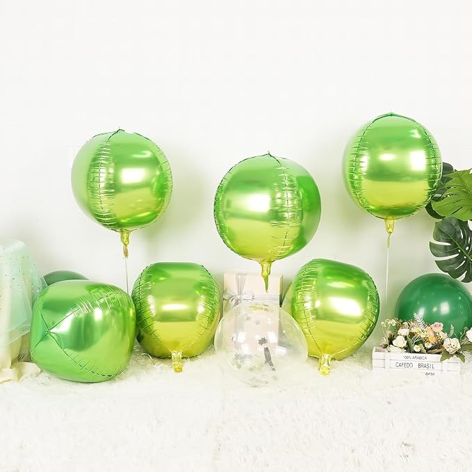 6Pcs Gradient Green Round Foil Balloons, Giant 4D Round Ball Balloon, 22 Inch - Image 3