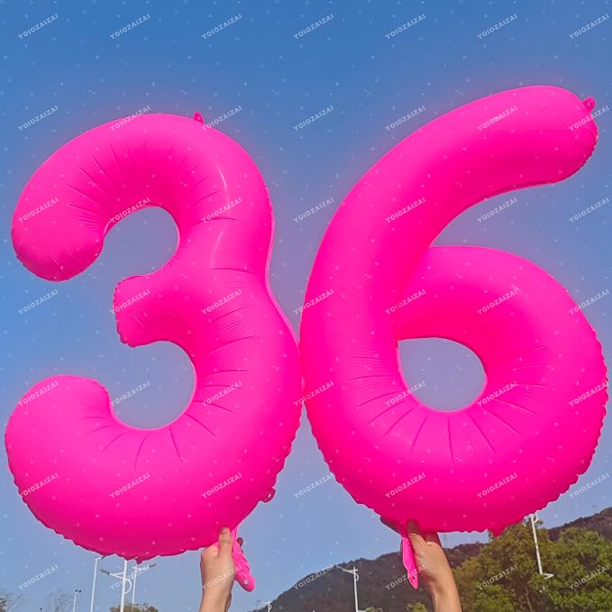 40IN Fluorescent Pink Number 3 Balloons Glow In The Dark Pink Balloon | - Image 4