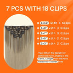Full Shine Dark Blonde Hair Extensions Clip in 18 Inch Teddy Bear Blonde Clip in Human Hair Extensions for White Women 120 G 7 Pcs