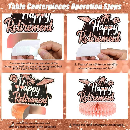 Happy Retirement Party Decorations Men Women, Rose Gold Retirement Party - Image 6