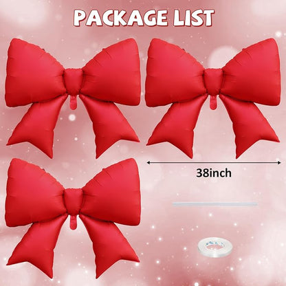 Red Bow Balloons 38 Inch, Giant Red Bowknot Foil Mylar Coquette Party - Image 7