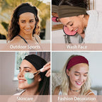 TERSE Headbands for Women Wide Non Slip Boho Head Bands Elastic Thick Soft Hairbands Fashion Workout Yoga Hair Accessories, 6 Pack