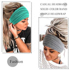 Wide Headbands Stretch Turban Knotted Hairbands Elastic Yoga Workout Sweatband Running Sport Head Scarf Large African Head Wraps for Women 4 Pcs (Set C)