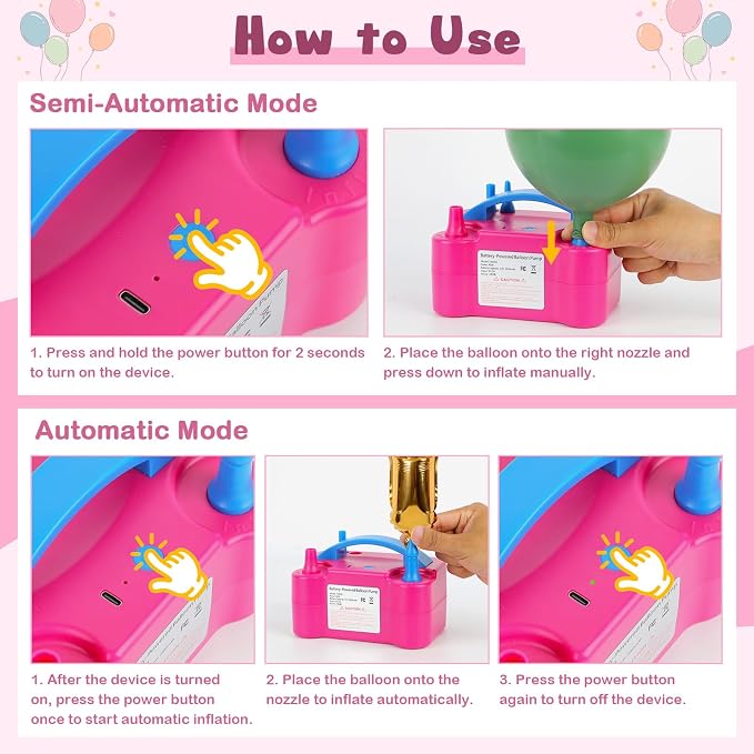 chamvis Balloon Pump Electric, Balloon Air Pump Inflate Pump - Image 4