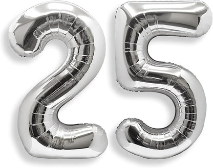 AULE 40 Inch Silver 25 Balloon Number Foil 0-9 Birthday Big Numbers | Birthday by AULE