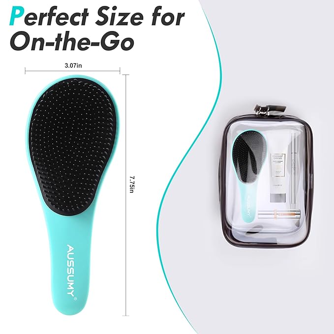 Detangling Hair Brush Set - 2 Pack Detangler Hairbrush with Ultra Soft Bristle for Effortless Tangle Removal - For Dry Wet Damaged Curly Hair for Men Women Girls Boys Kids - Purple & Green