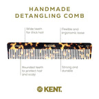 Kent 92TY Wide Tooth Women’s Detangler Comb for Curly, Wavy, and Thick Hair – Ideal for Use on Wet Hair – Gentle, Shower Comb for – Anti-Static, Smooth - Styling Tool by Kent