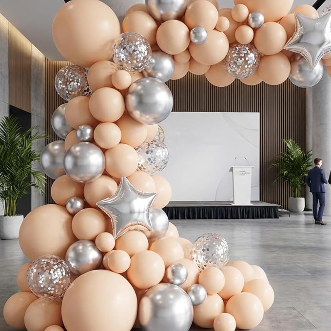 RUBFAC Nude Balloons Different Sizes Boho Beige Apricot Balloon Arch 154pcs | - Image 7