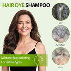 Light Brown Hair Dye Shampoo for Women & Men, 15 Min Gray Coverage, 3 in 1 Semi-Permanent Color with Natural Herbal Ingredients, Lasts 60 Days