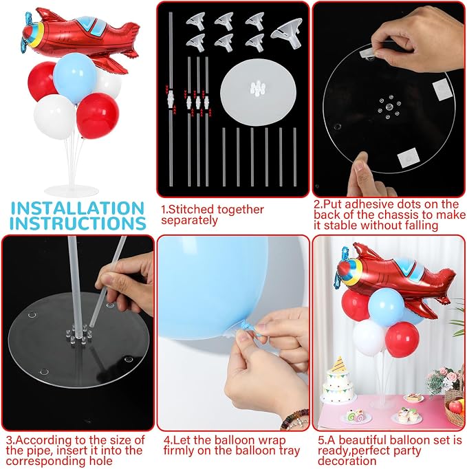 4 Sets Airplane Birthday Party Balloons Stand Kit - Image 3