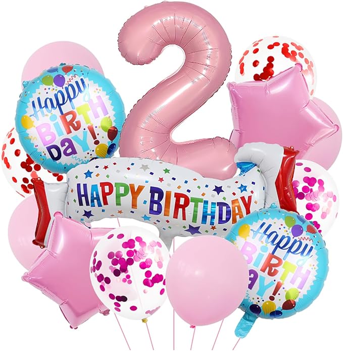 Baby Pink Number 2 Balloons.2nd Birthday Large Foil Balloons Pink, Balloon by Nicedony