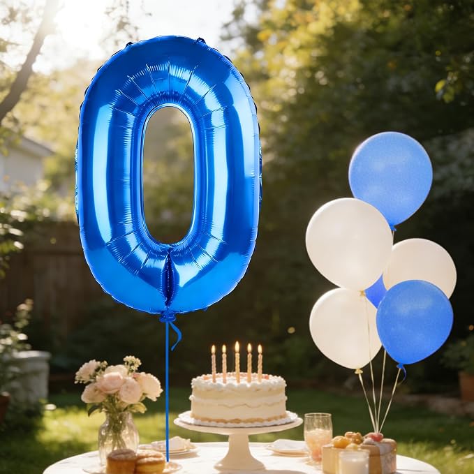 40 Inch Number 0 Balloons for Birthday Party Decorations, 0-100 Dark Blue Large - Image 3