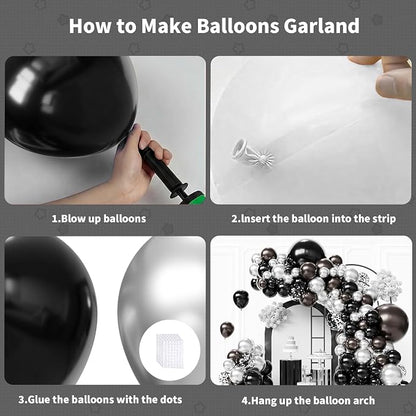 Black and Silver Balloons Arch Kit - Image 4