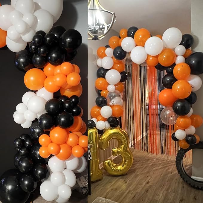 136pcs Black Orange White Balloon Garland Kit - Image 4