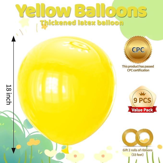 Yellow Big Balloons 32pcs, 18 Inch Large Latex Giant Heavy Duty Balloons - Image 2