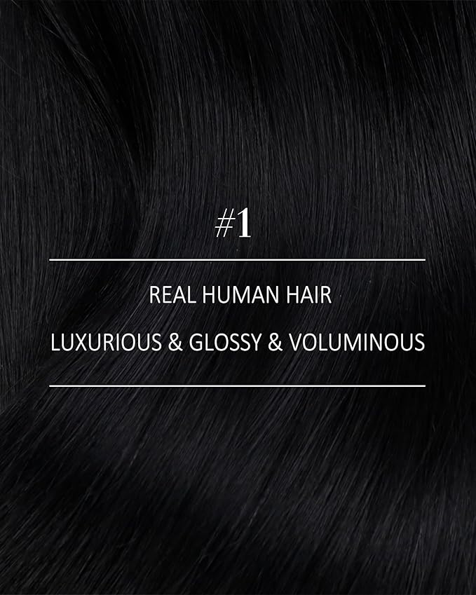 YoungSee 120G Black Clip in Hair Extensions Human Hair Clip in Extensions Jet Black Real Hair Extension Clip ins Human Hair for Women Short Hair Extension Straight 7Pcs 14Inch