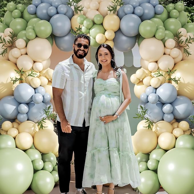 CROSSFINGERS Green Blue Yellow Pastel Balloon Arch Kit - Image 3