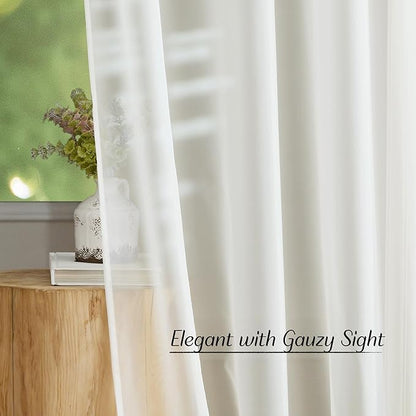 NICETOWN Beige Sheer Long Curtains 102 inches, Grommet Elegant and Airy Window - Image 5