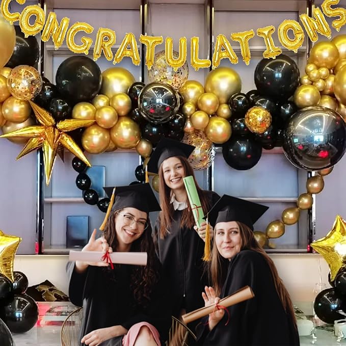 100pcs Black and Gold Balloons 12 Inch Metallic Gold and Black latex Party - Image 4