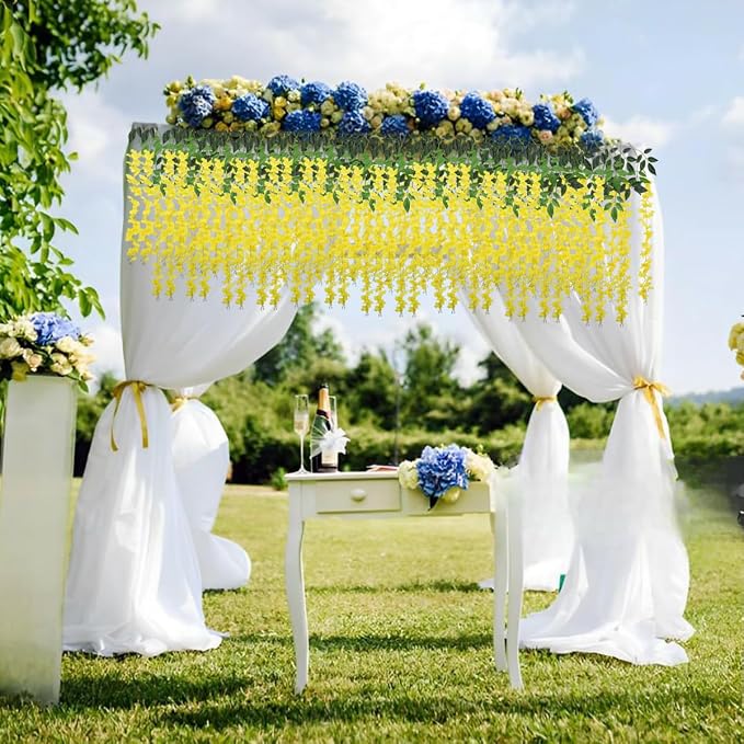 Artificial Wisteria Hanging Flowers Fake Wisteria Flower Garland Silk Vines - Image 4
