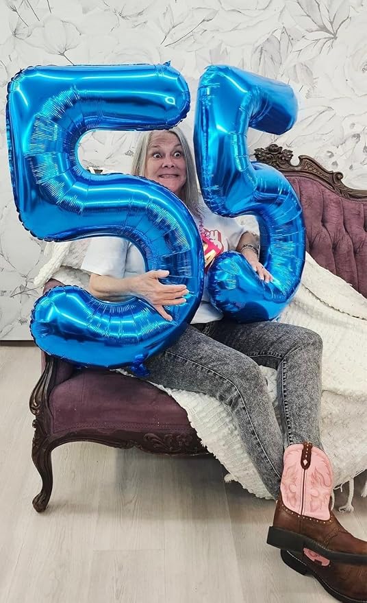 5 Balloon Numbers Birthday Decorations, 40In Dark Blue Balloons - Image 5