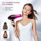 Ionic Hair Dryer,2400W Negative Ion Low Noise Hair Dryer Professional Fast Drying Hair Dryers with 2 Speeds, 3 Heat Settings, Cooling Button,with Diffuser for Curly and Straight Hair（Crimson Fade）