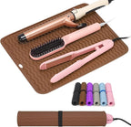 Oversize Silicone Heat Resistant Mat for Curling Irons, Hair Straighteners, Flat Irons and Hot Hair Styling Tools, Portable Wrap Pad Cover for Vanity, Travel, Salon(14.2" x 11.0")