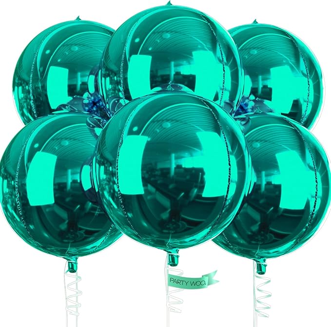 PartyWoo Dark Green Large Round Giant 4D Jumbo Foil Balloons 6pcs 22 Inch | 22 by PartyWoo