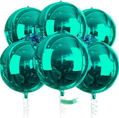 PartyWoo Dark Green Large Round Giant 4D Jumbo Foil Balloons 6pcs 22 Inch | 22 by PartyWoo