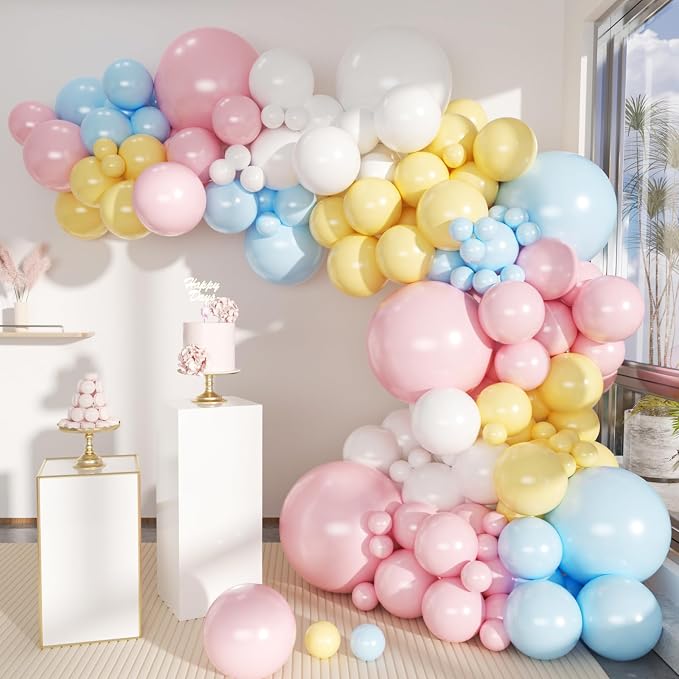 MEBAY Pastel Balloon Garland Arch Kit 146Pcs Macaron Pink Blue White Yellow by MEBAY