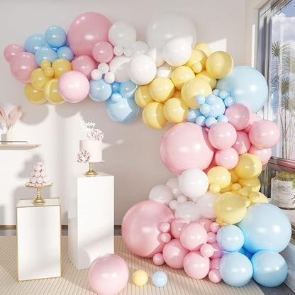 MEBAY Pastel Balloon Garland Arch Kit 146Pcs Macaron Pink Blue White Yellow by MEBAY
