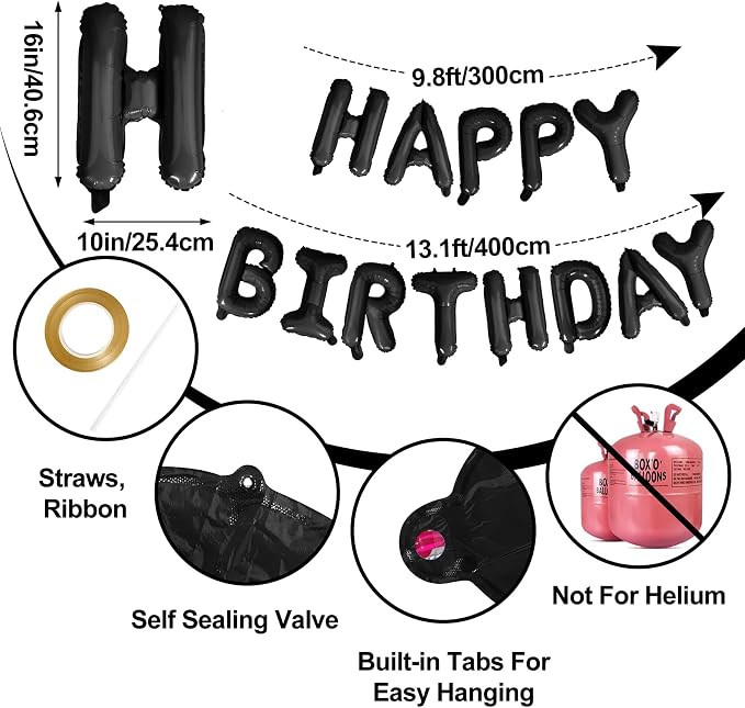 LIOZEOKUN Happy Birthday Balloon Letters 16 inch Mylar Foil Birthday Balloons - Image 2