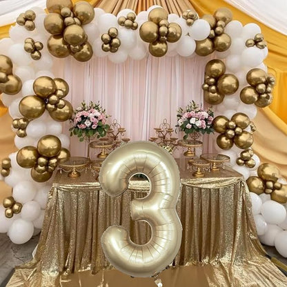 Large Light Gold 3 Balloons, 40 Inch Metallic Champagne Gold Helium Mylar Foil - Image 6