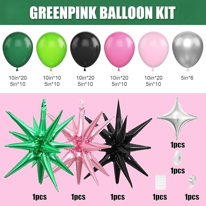 Pink Green Black Balloon Arch Kit - Image 2