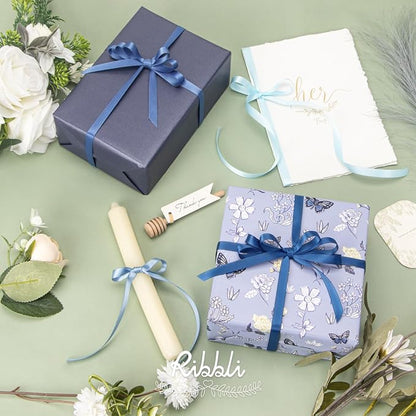 Ribbli Dusty Blue Satin Ribbon 3/8 Inch x 4 Rolls Total 40 Yards- Light - Image 6