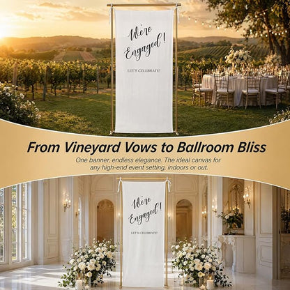 We’re Engaged Banner 73 x 30 Inch, Polyester Engagement Party Sign - Image 6