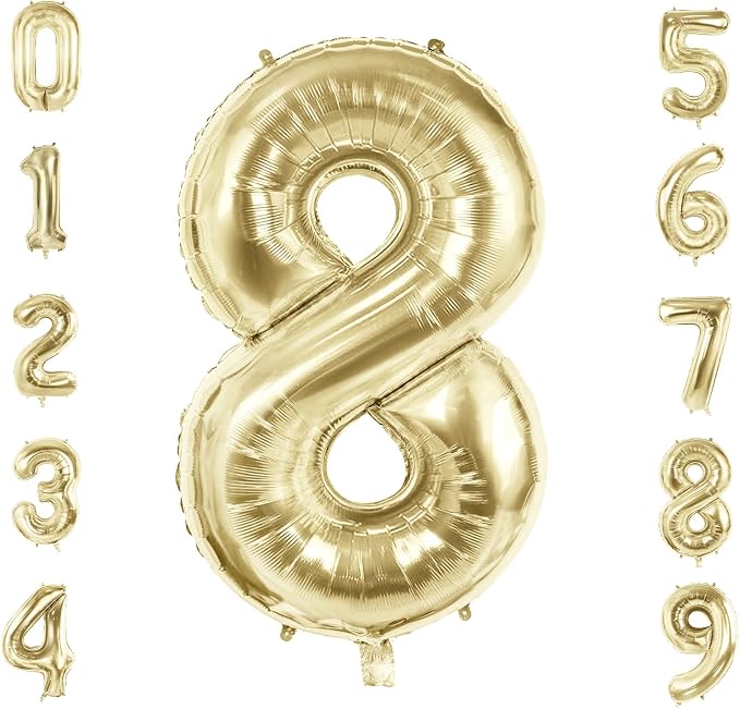 Number 8 Balloons for 8th Birthday Party Decorations, 40 Inch 0-100 Anniversary by Joycard